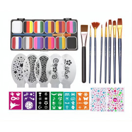 Velká sada trojitých barev na obličej s nálepkami a doplňky 35ks