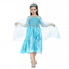 Dětský kostým ELSA tyrkysový s doplňky 122-134 L