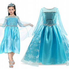 Dětský kostým ELSA tyrkysový s doplňky 122-134 L