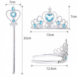 Dětský kostým ELSA tyrkysový s doplňky 122-134 L