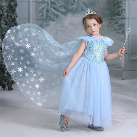 Dětský kostým ELSA snow s vlečkou a doplňky 110-122 M Dětský kostým ELSA snow s vlečkou a doplňky 110-122 M