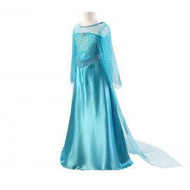 Dětský kostým ELSA premium s vlečkou a doplňky 134-146 XL