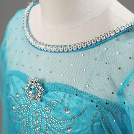 Dětský kostým ELSA premium s vlečkou a doplňky 134-146 XL