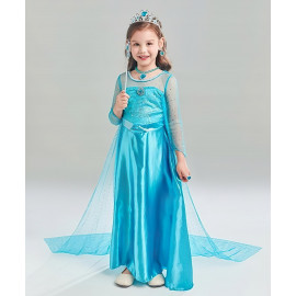 Dětský kostým ELSA premium s vlečkou a doplňky 134-146 XL