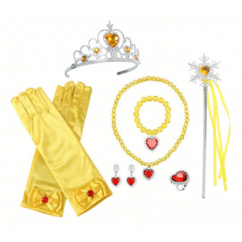 Souprava Žlutá pelerína se šperky a rukavicemi 10ks