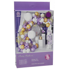 Velká sada balónků na girlandu fialovo-zlatá 120 ks