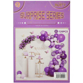 Velká sada balónků na girlandu fialovo-černo-bílá 120 ks