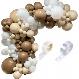 Velká sada balónků na girlandu hnědo-bílá 94 ks