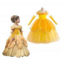 Dětský kostým Žlutá princezna s rukávky 122-134 L
