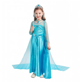 Dětský kostým ELSA premium s vlečkou a doplňky 98-104 S