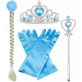 Elsa Frozen sada doplňků s korunkou a copánkem