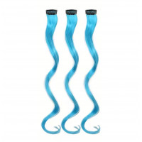 Vlnitý příčesek modrý se sponkou 35cm Blue curly extension 3ks