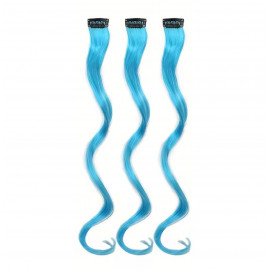 Vlnitý příčesek modrý se sponkou 35cm Blue curly extension 3ks