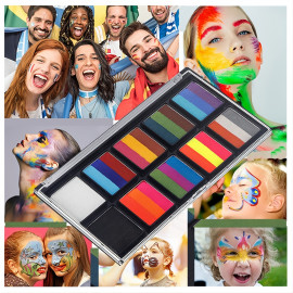 Velká sada trojitých barev na obličej s nálepkami a doplňky 35ks