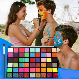 Dětská karnevalová sada barev na tělo a obličej s kamínky 54 barev