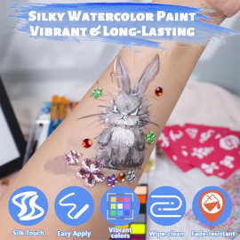 Dětská karnevalová sada barev na tělo a obličej s kamínky 54 barev