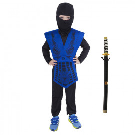 Dětský kostým Ninja modrý s katanou 116-128 M