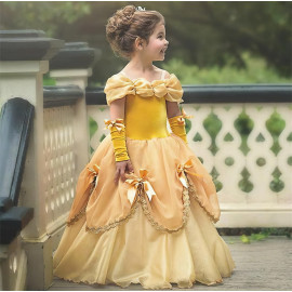 Dětský kostým Žlutá princezna s rukávky 122-134 L Dětský kostým Žlutá princezna s rukávky 122-134 L