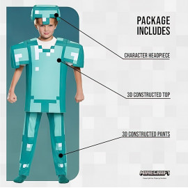 Dětský kostým Minecraft Steve diamantový 128-134 L