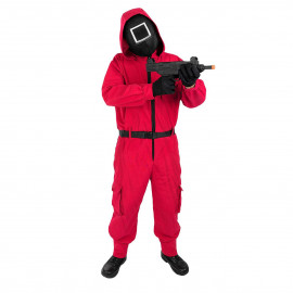Kostým Squid game - Hra na oliheň Dozorce s maskou a rukavicemi XL