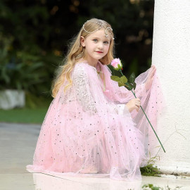 Souprava Růžová pelerína se šperky a rukavicemi 8ks