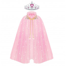 Souprava Růžová pelerína se šperky a rukavicemi 8ks