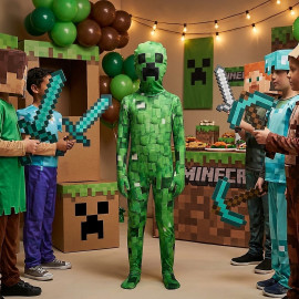 Dětský kostým Minecraft Creeper Premium s maskou 122-134 L