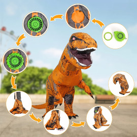 Dětský kostým samonafukovací Dino T-Rex 122-134 L