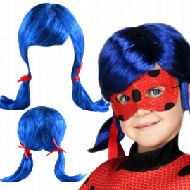 Beruška modrá paruka s copánky 40cm