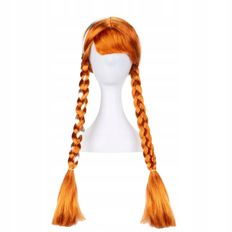 Anna Frozen zlatohnědá paruka s copánky 60cm Anna Frozen zlatohnědá paruka s copánky 60cm