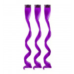 Vlnitý příčesek fialový se sponkou 35cm Purple curly extension 3ks