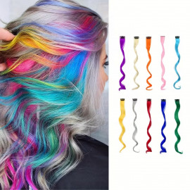 Vlnitý příčesek fialový se sponkou 35cm Purple curly extension 3ks