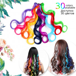 Vlnitý příčesek fialový se sponkou 35cm Purple curly extension 3ks
