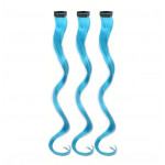 Vlnitý příčesek modrý se sponkou 35cm Blue curly extension 3ks