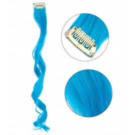 Vlnitý příčesek modrý se sponkou 35cm Blue curly extension 3ks