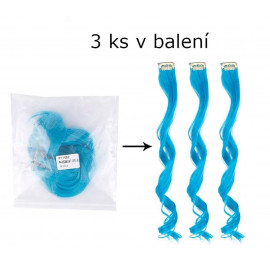 Vlnitý příčesek modrý se sponkou 35cm Blue curly extension 3ks