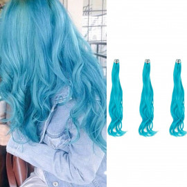 Vlnitý příčesek modrý se sponkou 35cm Blue curly extension 3ks