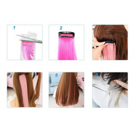 Vlnitý příčesek růžový se sponkou 35cm Pink curly extension 3ks