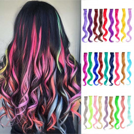 Vlnitý příčesek růžový se sponkou 35cm Pink curly extension 3ks