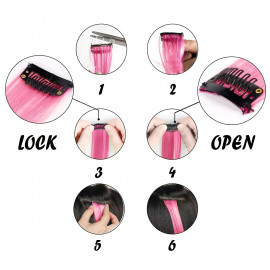 Vlnitý příčesek růžový se sponkou 35cm Pink curly extension 3ks