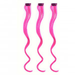 Vlnitý příčesek růžový se sponkou 35cm Pink curly extension 3ks
