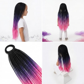 Copánky s gumičkou Crazy braids Pink 60cm