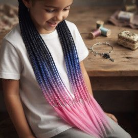 Copánky s gumičkou Crazy braids Pink 60cm