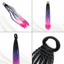 Copánky s gumičkou Crazy braids Pink 60cm