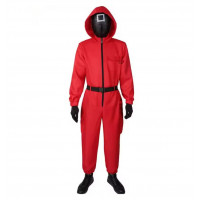 Kostým Squid game - Hra na oliheň Dozorce s maskou a rukavicemi L