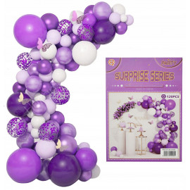 Velká sada balónků na girlandu fialovo-černo-bílá 120 ks