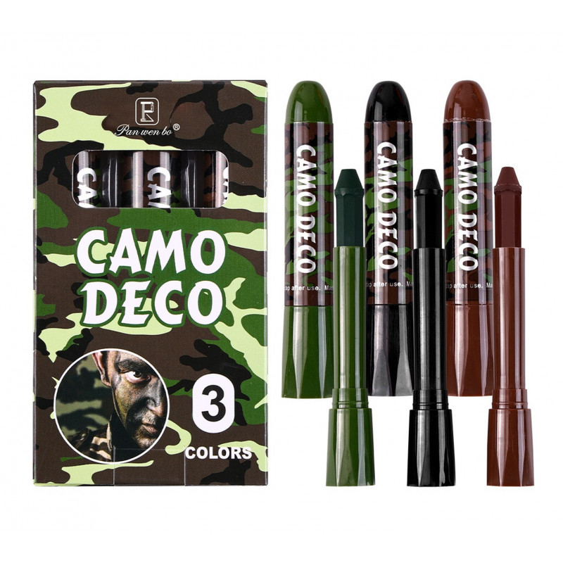 Sada maskovacích barev na obličej a tělo Camouflage 3ks