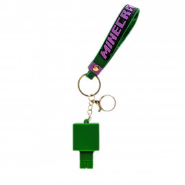 Dětská klíčenka Minecraft Creeper s poutkem a karabinou