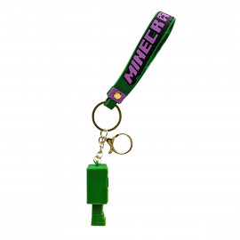 Dětská klíčenka Minecraft Creeper s poutkem a karabinou