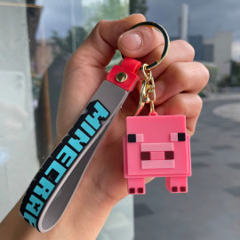 Dětská klíčenka Minecraft Prase s poutkem a karabinou